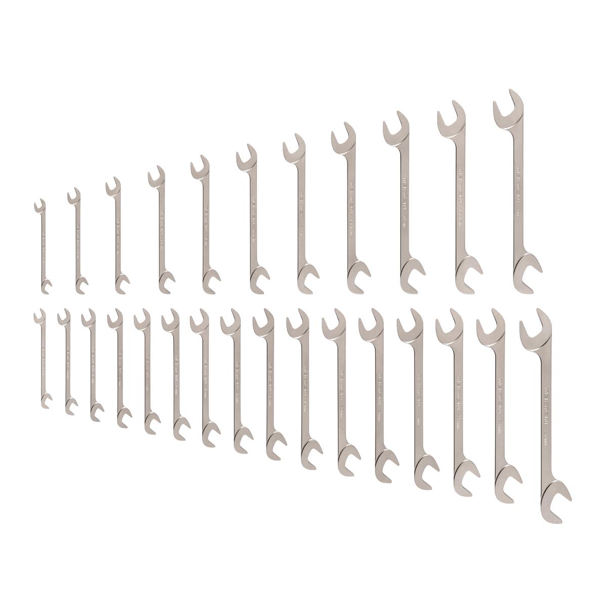 Angle Head Open End Wrench Set, 27-Piece (3/8-1 in., 10-27 mm)