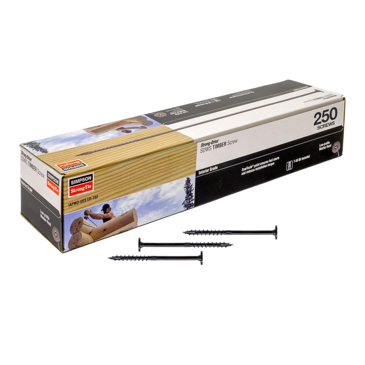 0.220" x 6" Strong-Tie SDWS22600 Log Screw - E-Coat, Pkg 250