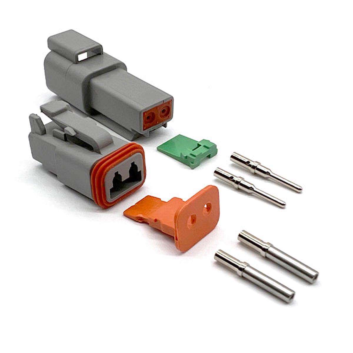 (1 Set) 2 Pin DT Water Proof Connector Assembly, Plug, Recepticle, Wedgelocks, Pins and Sockets